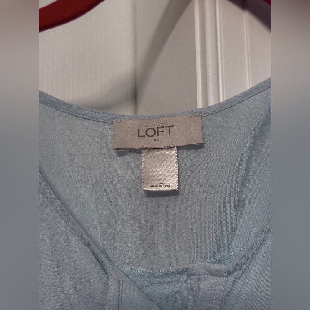 Loft Light Blue Button-Down Blouse - image 3